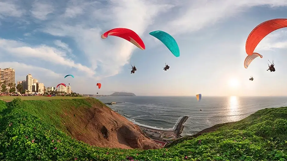 Paragliding Over the Pacific Ocean in Lima